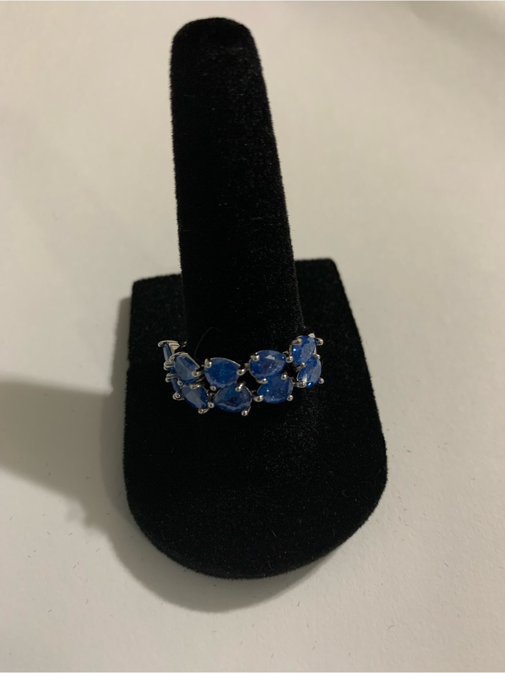 Lab Created Aqua Blue Ice Crystal Rhodium Plating Size 8 New